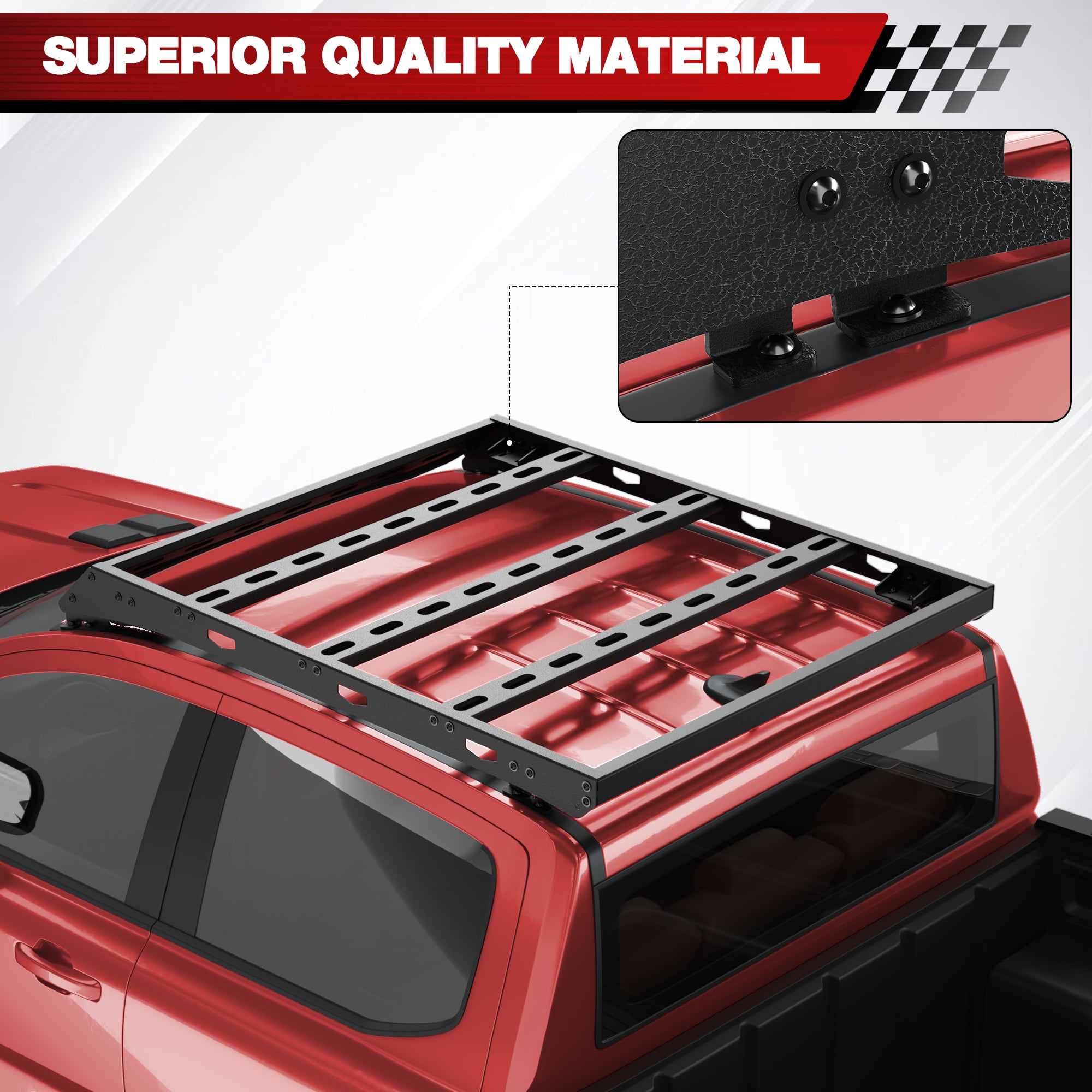 POFENZE For 2019-2025 Ford Ranger Roof Rack Heavy Duty Truck Roof Rack 800LBS Capacity Cargo Basket Carrier for Camping, Overlanding, Road Trip