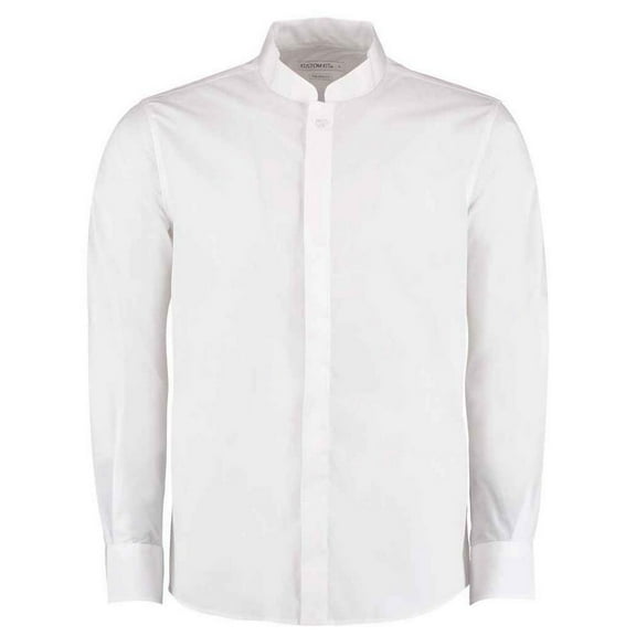 Kustom Kit Mens Mandarin Collar Long-Sleeved Shirt
