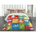 thumbnail image 3 of Ambesonne Fitness Quilted Bedspread Set 3 Pcs, Colorful Sportive Life Art, Queen Size, Multicolor, 3 of 5