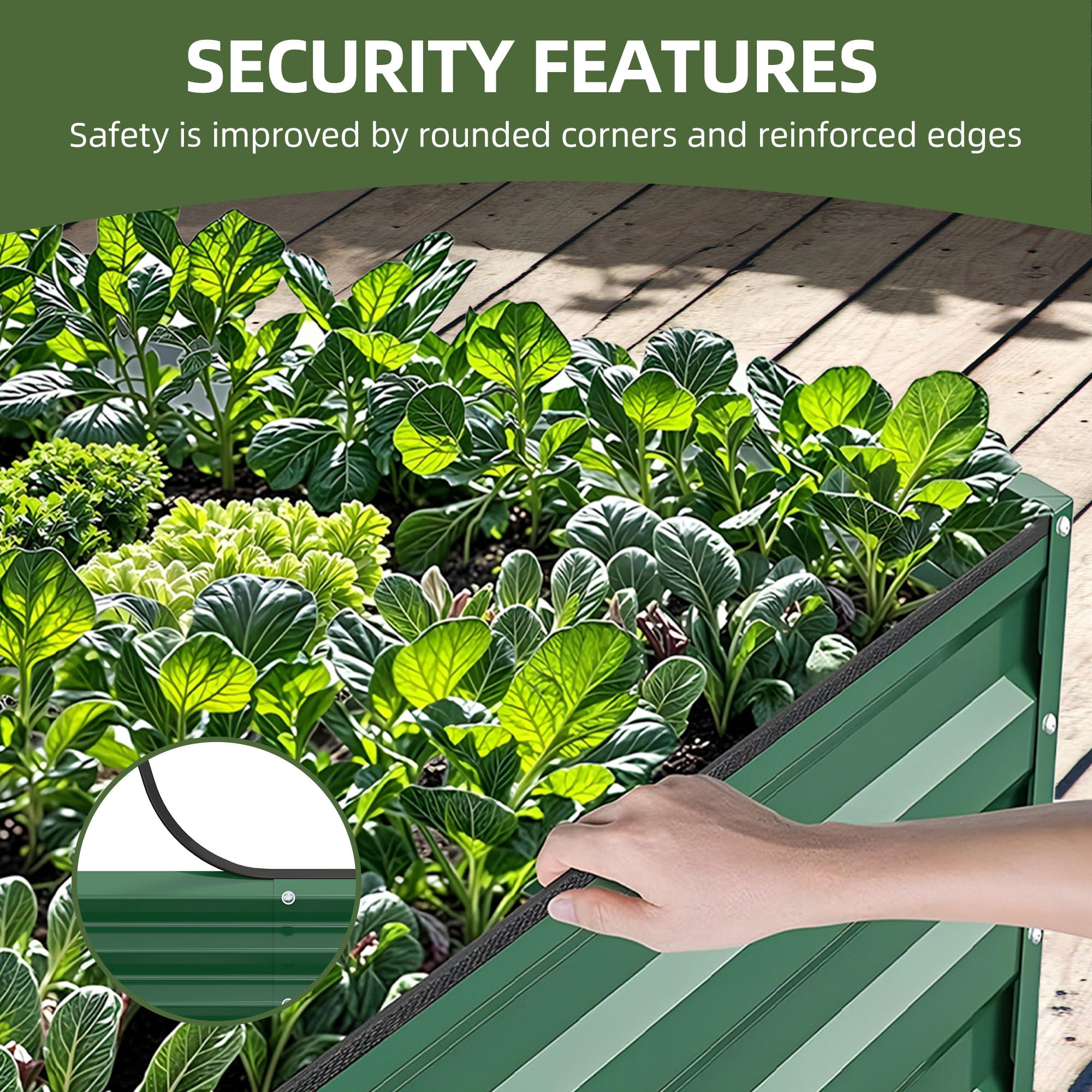 Uforic 2 Pack 8x4x2 ft Green Large Galvanized Raised Garden Bed Kit, Metal Planter Box with Gloves, Ground Nails & Support Rod, Outdoor Above-Ground Planter for Plants, Vegetables, and Flowers
