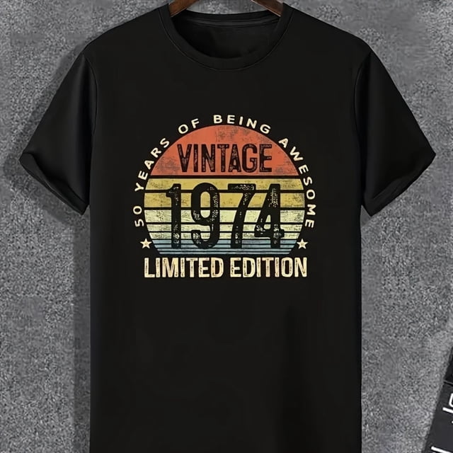 1pc Pegatina Edición Limitada de 1974 Adecuada para Camisetas, Sudaderas y Hoodies, Calcomanías para Hombres