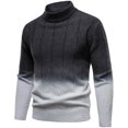 thumbnail image 5 of Wrtxtat Men's Sweater Fashion Gradient Color Stretch Slim Fit Pullover Winter Casual Midweight Mock Neck Windproof Sweaters Dark Gray XXXL, 5 of 5