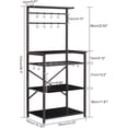 thumbnail image 2 of Black Metal Kitchen Baker's Rack with Storage Shelves, Wine Holders, S-Hooks, Adjustable, 2 of 7