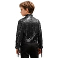 thumbnail image 3 of vastwit Kids Girls Boys Sequin Fringe Jacket Shiny Cowboy Outfit Disco Dance Top Long Sleeve Tassels Zip Up Glitter Coat Black 12, 3 of 7