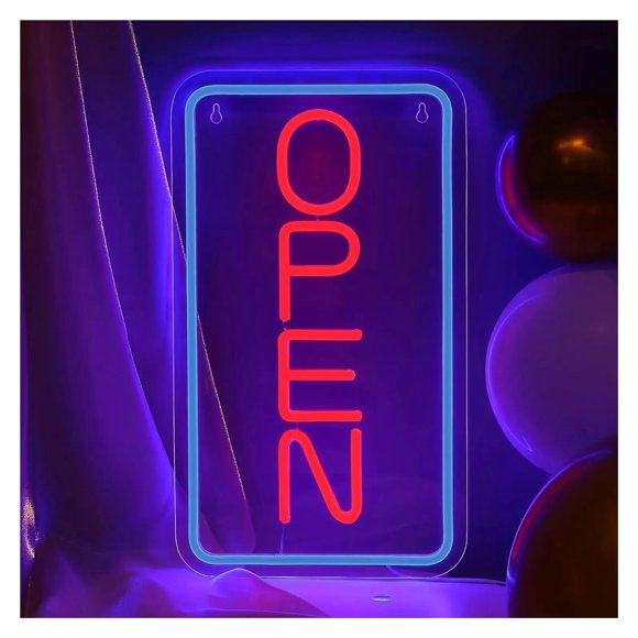 Letrero De Neón Open Con Luz LED Regulable USB Para Escaparate, Puerta De Cristal, Tienda, Floristería, Salón De Belleza, Cafetería O Bar 40cmx23cm
