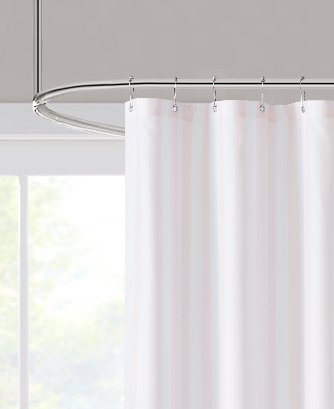 Simply Shabby Chic Cabana Stripe Printed Shower Curtain with Ruffle, 72 x 72
