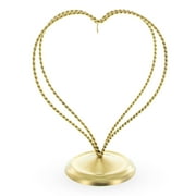 Double Wire Heart Twisted Gold Metal Ornament Display Stand 7.8 Inches (Poland)