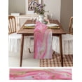 thumbnail image 3 of Ldtrchee Pink Marble Table Runner 72 Inches, Modern Abstract Luxury Golden Artwork Bed Runner Dresser Scarves Tabletop for Indoor Outdoor Parties/Ceremony/Banquet, 18" x 72", 3 of 8