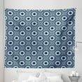 thumbnail image 1 of Blue and White Tapestry, Circles with Floral Elements and Dots Abstract Eye Retro, Fabric Wall Hanging Decor for Bedroom Living Room Dorm, 5 Sizes, Slate Blue Black White, by Ambesonne, 1 of 1