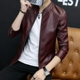 thumbnail image 4 of Men's Autumn Slim Trendy Casual Versatile Leather Jacket, 4 of 6