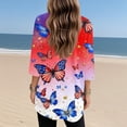 thumbnail image 6 of Womens Tops V-neck 3/4 Sleeve Blouses Casual Mid-length Shirts Fashion Print Tunic Tops With Pockets Multicolor L, 6 of 6