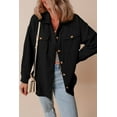 thumbnail image 2 of Women's Black Corduroy Flap Pocket Button Up Shacket - Cozy and Stylish Outerwear | [ZhiHiMeRi] | (US 20-22)2XL, 2 of 7