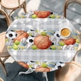 thumbnail image 4 of Ball Sports Round Tablecloth 36-44 Inch Round Fitted Table Cloth with Elastic Edge, Football Basketball Sports Grey Plaid Waterproof Table Cover Protector for Outdoor Picnic Party Dining, 4 of 9