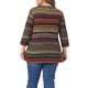 thumbnail image 3 of Blusa casual de mujer de talla grande Agnes Orinda, con mangas 3/4, de punto, a rayas, asimétrica, camiseta de moda 3X en naranja y marrón, 3 of 6