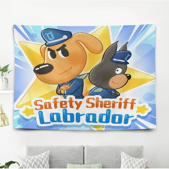 Tapestry for Sheriff Labrador Bedroom Dorm wall hanging Poster Backgrounds Banner Party Wall Art Decorations Kids Girls Teens Gifts Funny 40×60 inch