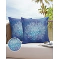 thumbnail image 6 of Pack of 2 Outdoor Pillow Covers, Blue Mandala Watercolor Background Waterproof Square Throw Pillowcase Cushion Decorative Pillow Covers for Couch Patio Tent, 24x24 in, 6 of 6