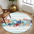 thumbnail image 3 of Round Area Rug 5 Ft, Teal Green Starfish Washable Non-Slip Circle Carpet for Living Room/Bedroom, Summer Coral Beach Conch Coastal Low-Profile Runner Mats Collection Rugs for Indoor, 3 of 7