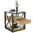 thumbnail image 2 of Tcbosik Set of 2 Modern End Tables with Storage, Modern Side Table with Drawer and Shelf, Nightstand with Glass Top for Small Space, Home Office, Easy Assembly, Natural, 2 of 9