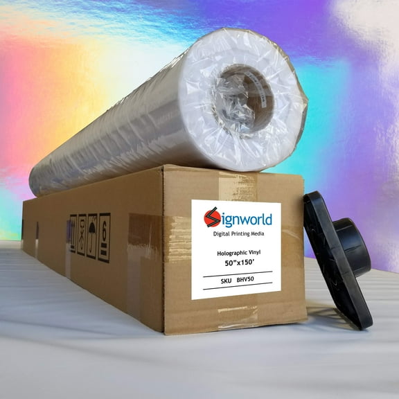 Signworld Silver Rainbow Holographic Oil Slick Adhesive Vinyl 50"x150'