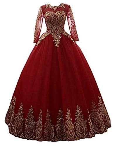 red and gold prom dresses 2018 Red And Gold Prom Dress Ball Gown Bling Bridal Gown