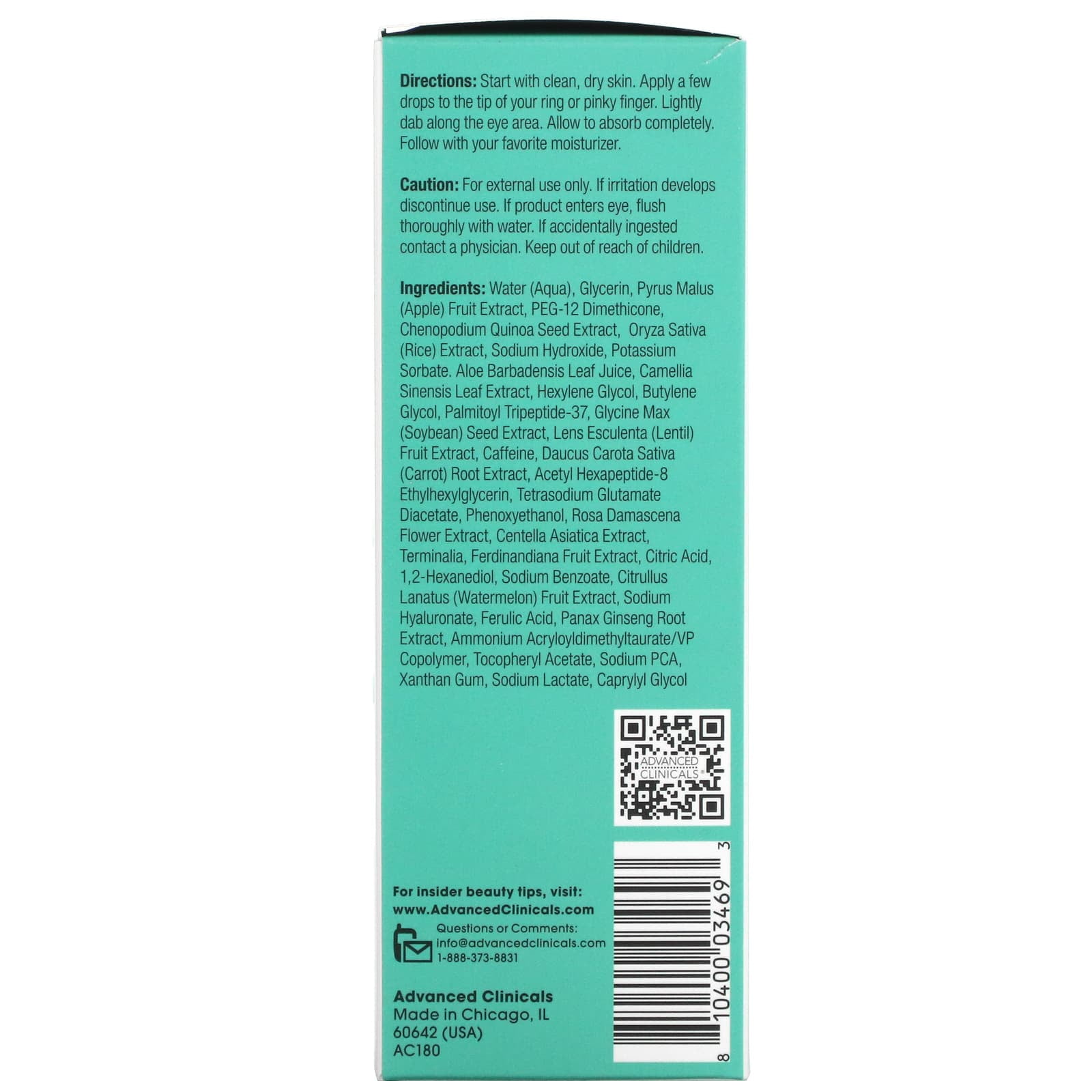 Advanced Clinicals Puffy Eye Serum + Firming Collagen Body Lotion. Set of Two.