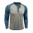 thumbnail image 2 of Donemore Men's Color Block Button-Up Long Sleeve Raglan T-Shirt Knit Cotton Casual Top, 2 of 6