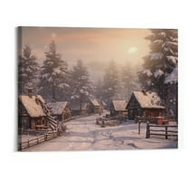 Creowell - Christmas Canvas Wall Art Decorations Christmas Winter Home Poster Picture Wall Decor Canvas Print,Framed for Living Room Bedroom - 20x16inch