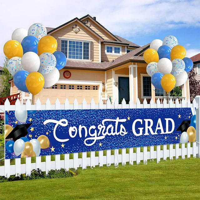 Hbdhejl Graduation Season Banner Banner Blue And Black Color Scheme Graduation Scene Decoration Hanging Cloth Party Decoration Props