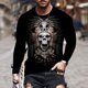 thumbnail image 2 of Camiseta de diario unisex para hombre Impresión 3D Estampados gráficos Calavera Esqueleto Estampado Manga larga Tops Casual Bloue Pompotops oipoqjl3659, 2 of 9
