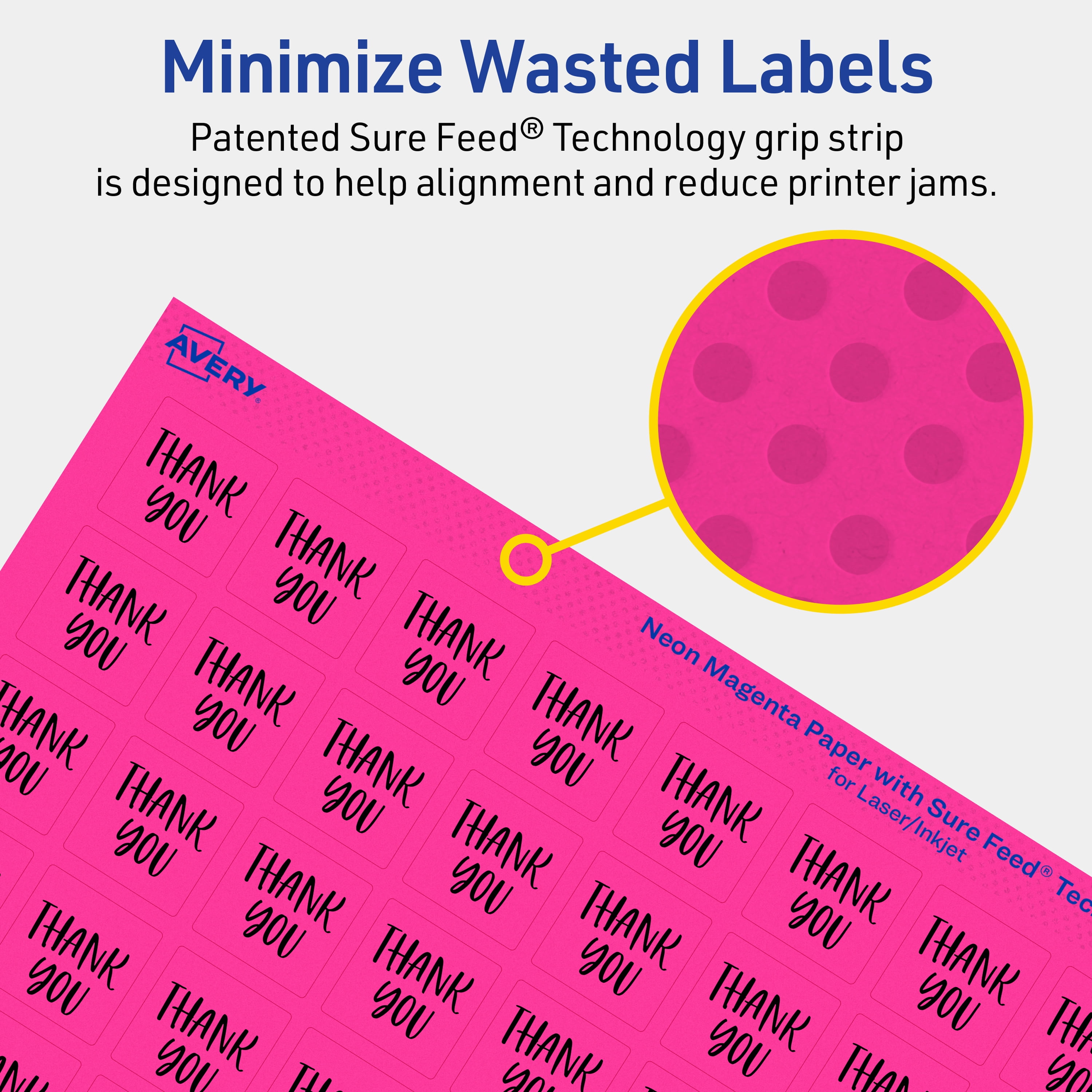 Avery Printable Square Labels, Neon Magenta, 0.75" x 0.75", 3,200ct