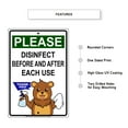 thumbnail image 5 of Please Disinfect Before And After Each Use safety precaution aluminum metal sign 18"x24", 5 of 5
