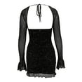 thumbnail image 3 of Vestido sexy con cuello cuadrado y espalda descubierta con lentejuelas para mujer - Minivestido de encaje de manga corta, perfecto para discotecas, fiestas y noches de verano, 3 of 3