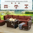 thumbnail image 5 of RADIATA 9 Pcs Wicker Patio Sofa Set with Fire Pit Table Espresso/Red, 5 of 11