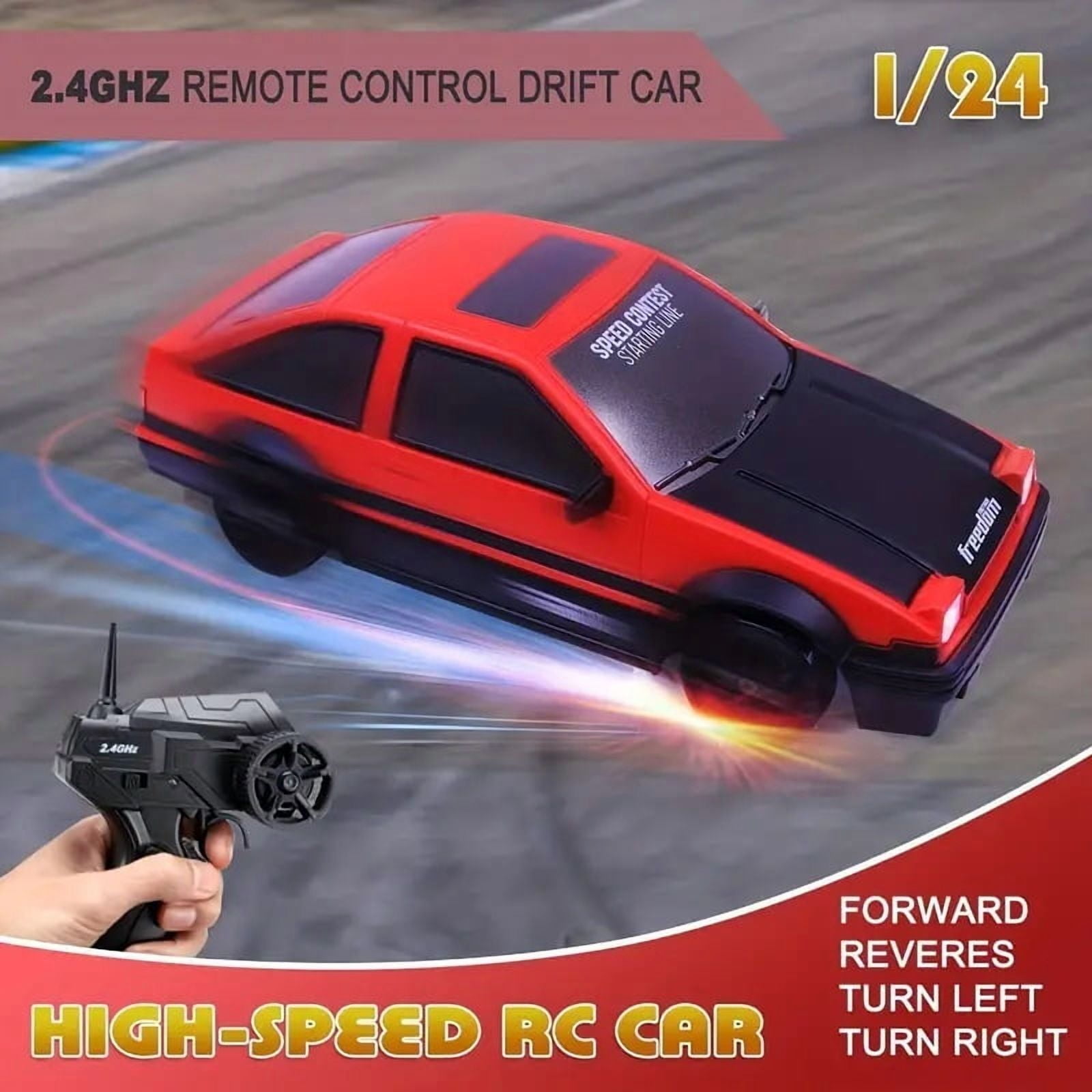 HYPERLIVING Remote Control Car Drift Stunt Car With LED Light Glow 14KM/ H High Speed RC Car With Rechargeable Battery Toy Car