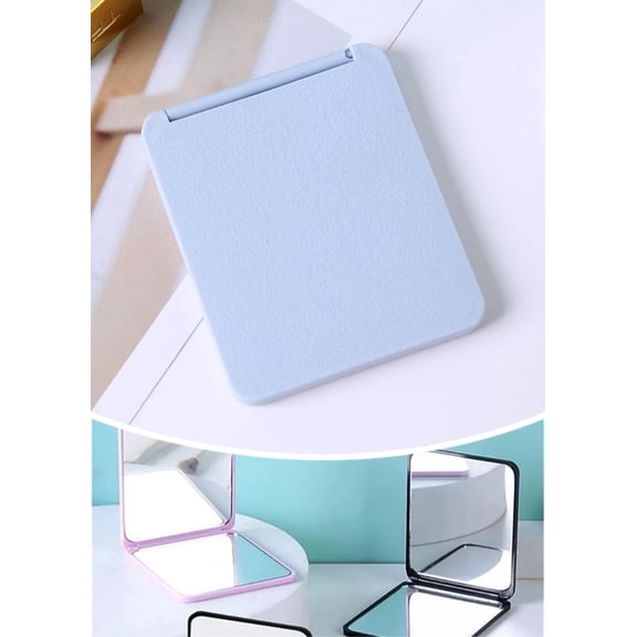 Stylish Blue Foldable Double Sided Mirror Portable Pocket Makeup Mirror for Students Home Decor Gift Compact Travel Pink Mini Mirror Christmas Halloween Gifts