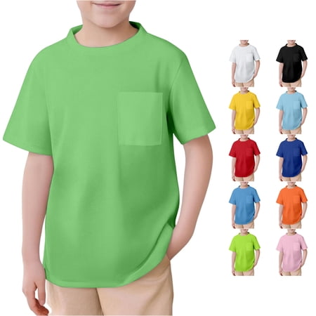 NinXxx Boys Mesh Short Sleeve Crew Neck Pocket Unisex Summer Tee Green 12-13 Years