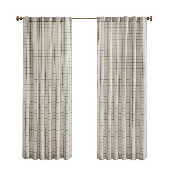 Gracie Mills Brianna Plaid Curtain Panel Fleece Lined 50x84 Brown GRACE-13262
