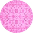 thumbnail image 1 of Ahgly Company Indoor Round Oriental Pink Traditional Area Rugs, 3' Round, 1 of 4