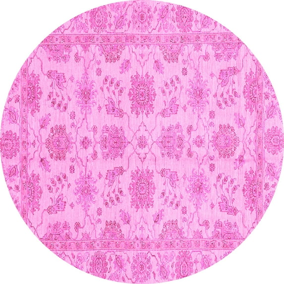 Ahgly Company Indoor Round Oriental Pink Traditional Area Rugs, 3' Round