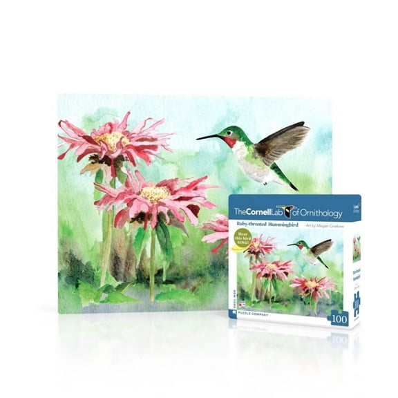 New York Puzzle Company Ruby-throated Hummingbird Mini 100 Piece Mini Puzzle