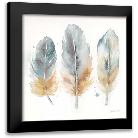 Coulter, Cynthia 12x12 Black Modern Framed Museum Art Print Titled - Watercolor Feathers Neutral I