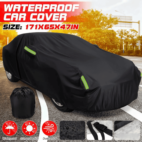 Car Cover Waterproof All Weather for Compact Sedan & Hatchback, Fit for Toyota Corolla, Fit for Honda Civic,Cotton Lined Full Car Cover,171"×65"×47"