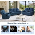 thumbnail image 5 of Recliner Sofa Set Living Room Furniture, Microfiber Fabric Reclining Sofa Set, Recliner Couch Set with Cup Holders for Office Home (3 Piece Living Room Furniture Set, Blue), 5 of 5