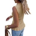 thumbnail image 4 of Sleeveless Women Solid Button Down Ruffle Knit Vest Peplum Tops, 4 of 6