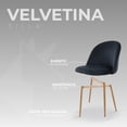 thumbnail image 5 of Sillas de Comedor de Terciopelo con Patas de Acero Acabado Tipo Madera Estilo Moderno - Sillas de Comedor Tapizadas Minimalista con Relleno Suave Set 2 Piezas Negro, 5 of 5