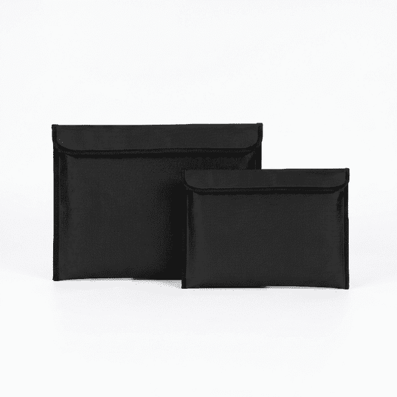 MoHern 2 Pcs Fireproof Waterproof Document Bags, Fire Resistant File Organizer with Secure Seal, Portable Storage Pouch for Business Documents & Passport, Black Medium & Large