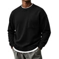 thumbnail image 2 of Men's Crewneck Pullover Sweatshirts Oversized Long Sleeve Zip Pocket Loose Fit Casual Everyday Fall Winter Tops, 2 of 8