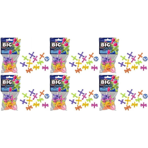 12 Large Neon Plastic Jacks Game Sets - Tiny Classic Game - Party Favors - Gift Bags - Goody Bags / Prizes / Rewards Box - Bulk 1 Dozen