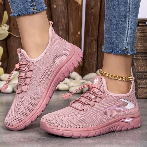 YOUYEDIAN Orthopedic Shoes for Women Summer Dress Slip on Non Slip Mesh Arch Support Sneakers Breathable Closed Toe Walking Shoes (Pink)
