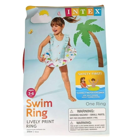 Intex 20" Lively Print Inflatable Swim Ring:1CT